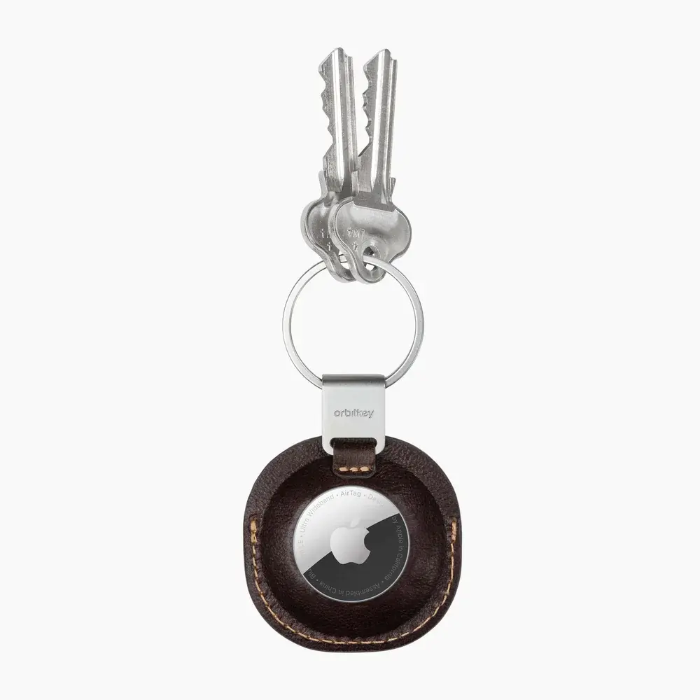 Orbitkey - Étui en cuir marron pour Apple Airtag