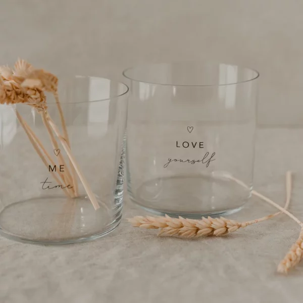 Trinkglas – 2er Set – Selflove schwarz