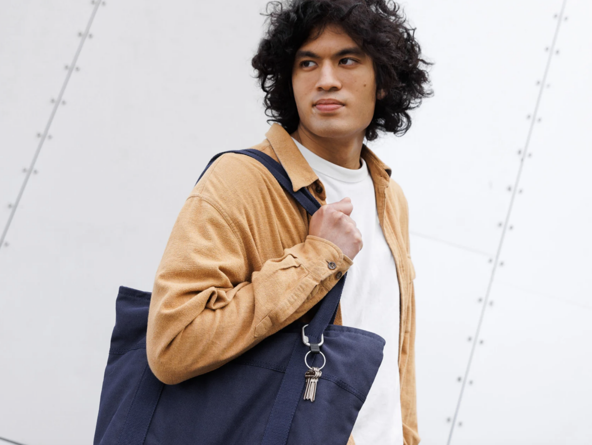 Orbitkey Clip Mini attached to a bag