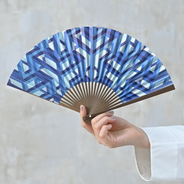 Faltfächer – Fan Fun Kyoto – Geometry – Blau