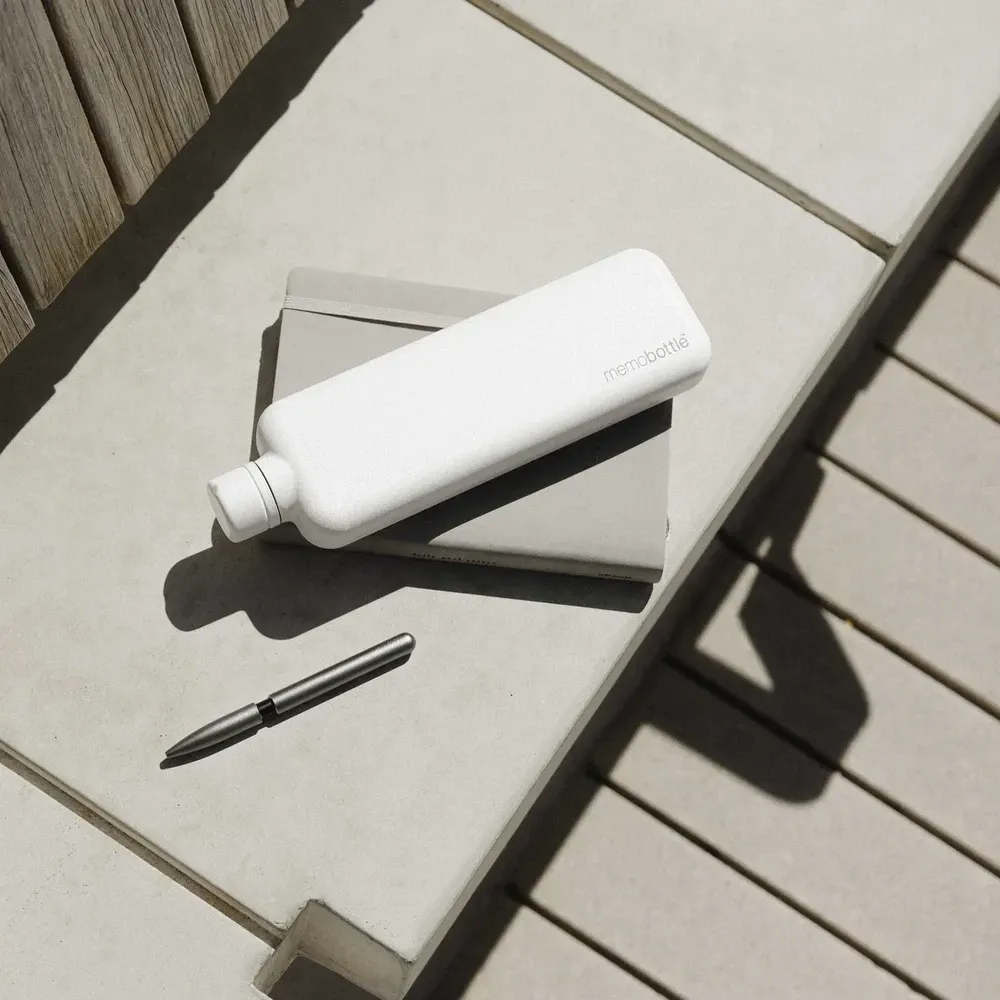 White Memobottle Slim Switzerland - Stainless Steel