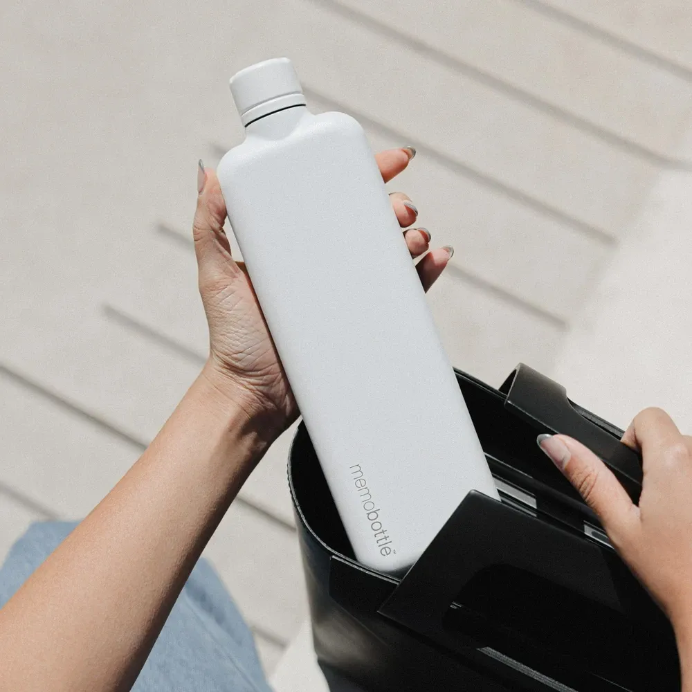 Slim Memobottle Edelstahlflasche in weiss