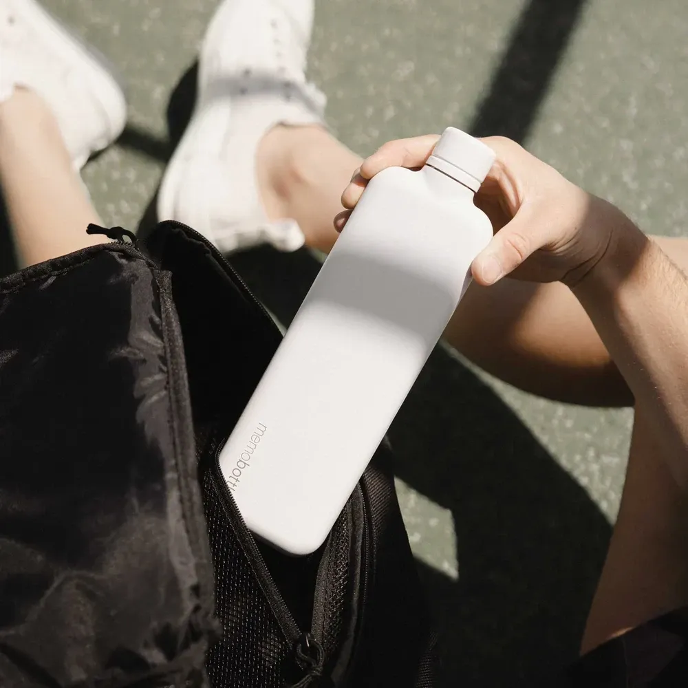 Slim weisse Memobottle Edelstahl - One Horizon