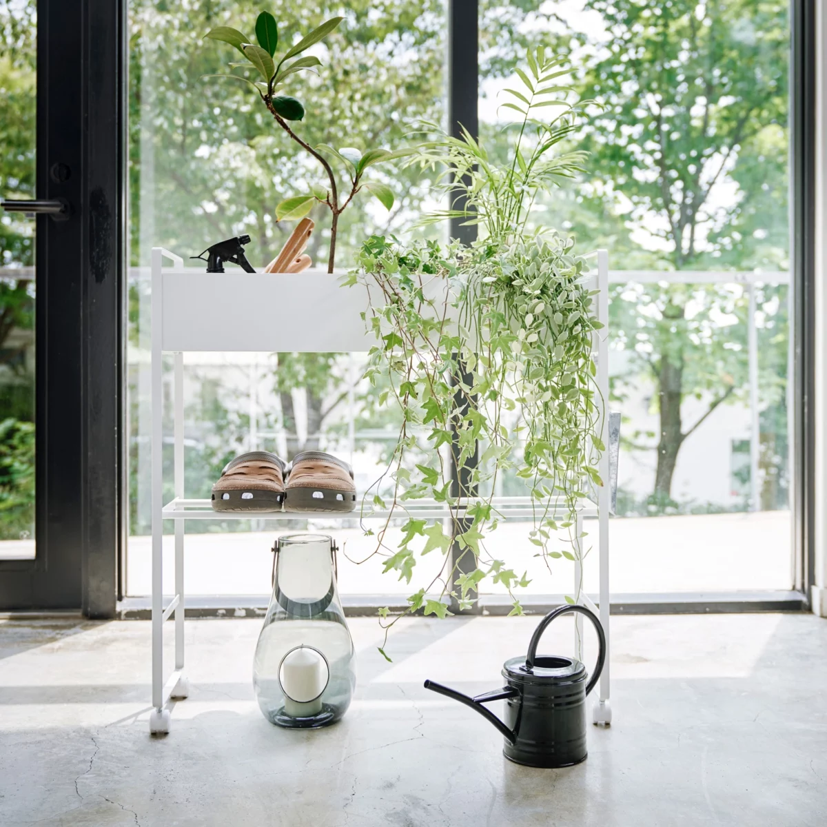 Yamazaki storage trolley with basket Tower white