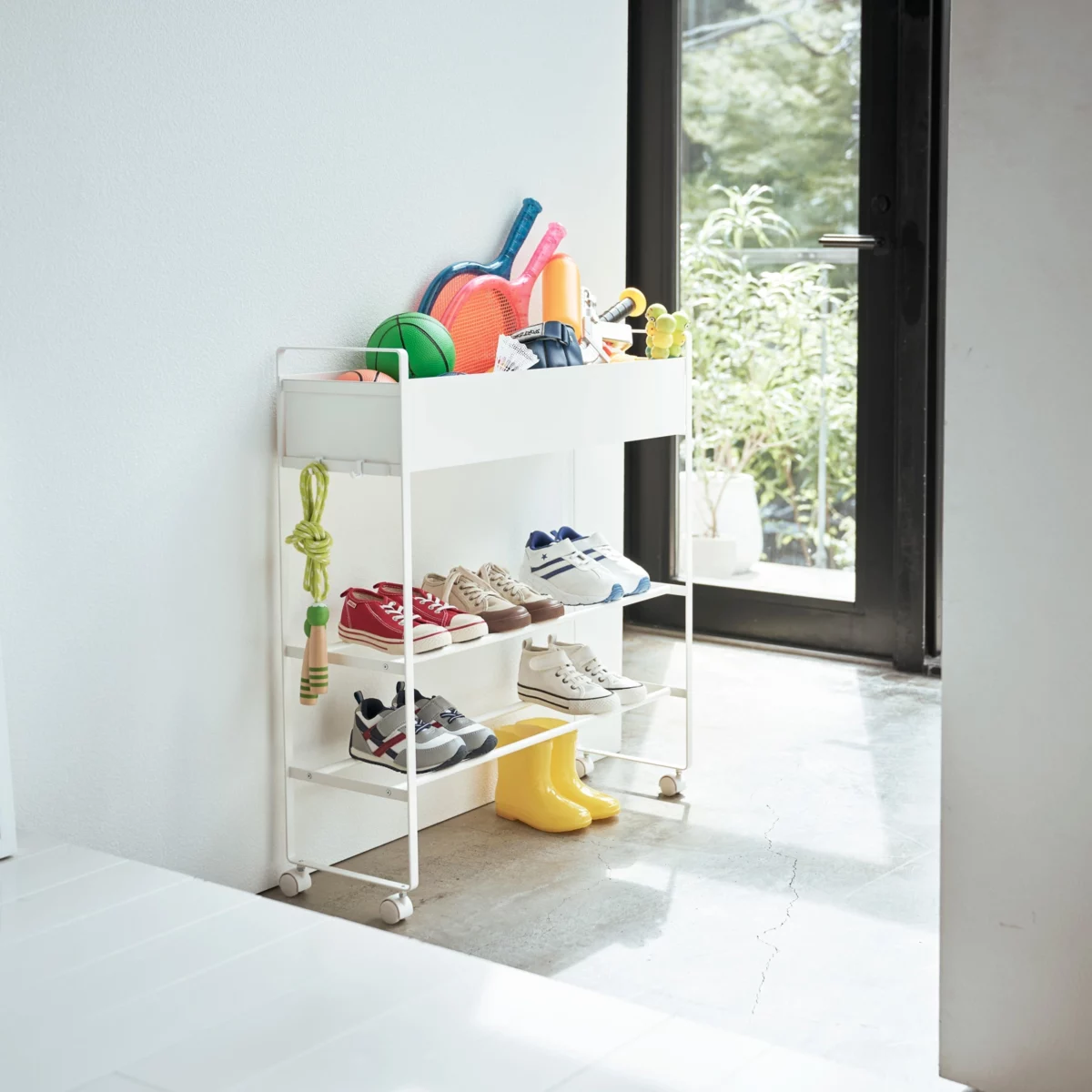 Yamazaki storage trolley with basket Tower white