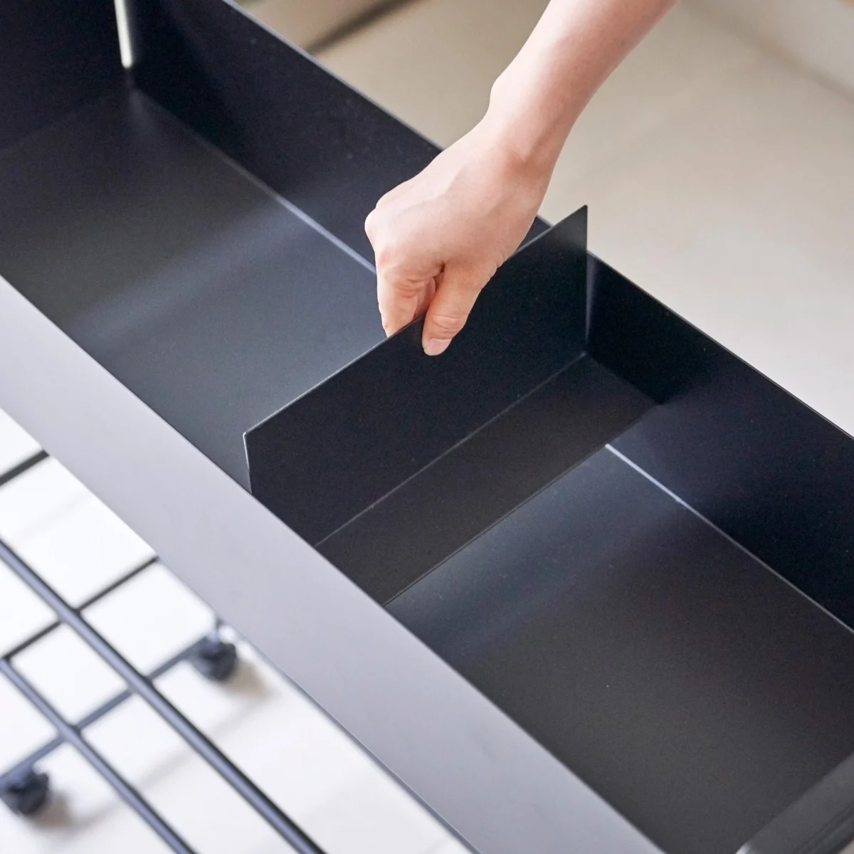 Yamazaki storage trolley with basket Tower black