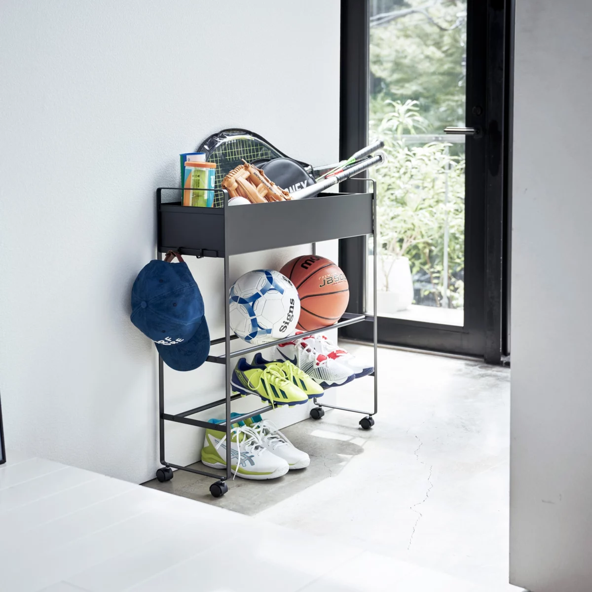 Yamazaki storage trolley with basket Tower black
