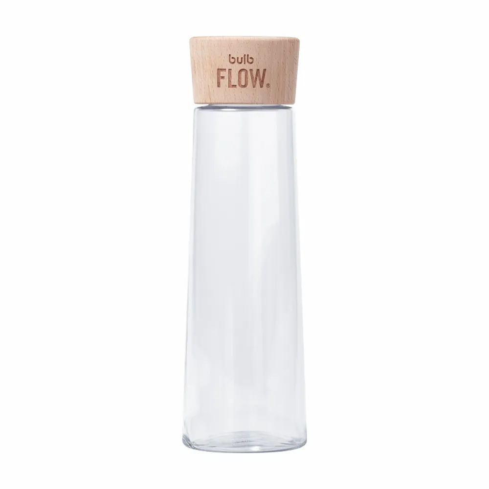 Bulb Flow Gourde en verre - Gourde suisse avec couvercle en bois