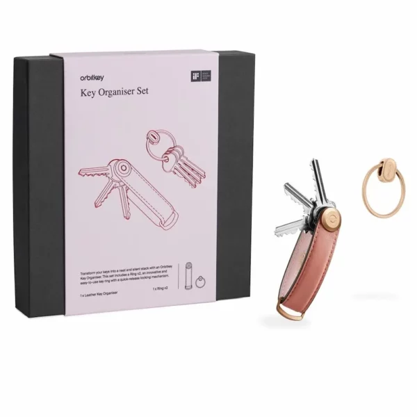 Orbitkey Gift Set - Leder Key Organiser - Cotton Candy mit Ring V2