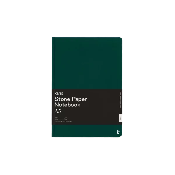 Cahier de notes à couverture rigide A5 - vert-fonce, en-blanc