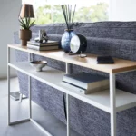 YAMAZAKI Table console avec étagère Tower en blanc