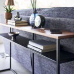 YAMAZAKI Table console avec étagère Tower en noir