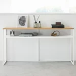 YAMAZAKI Table console avec étagère Tower en blanc