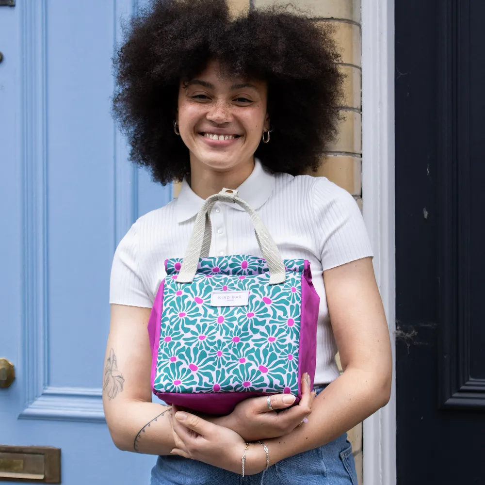 Sac à déjeuner Kind Bag - Abstract Flowers - Green